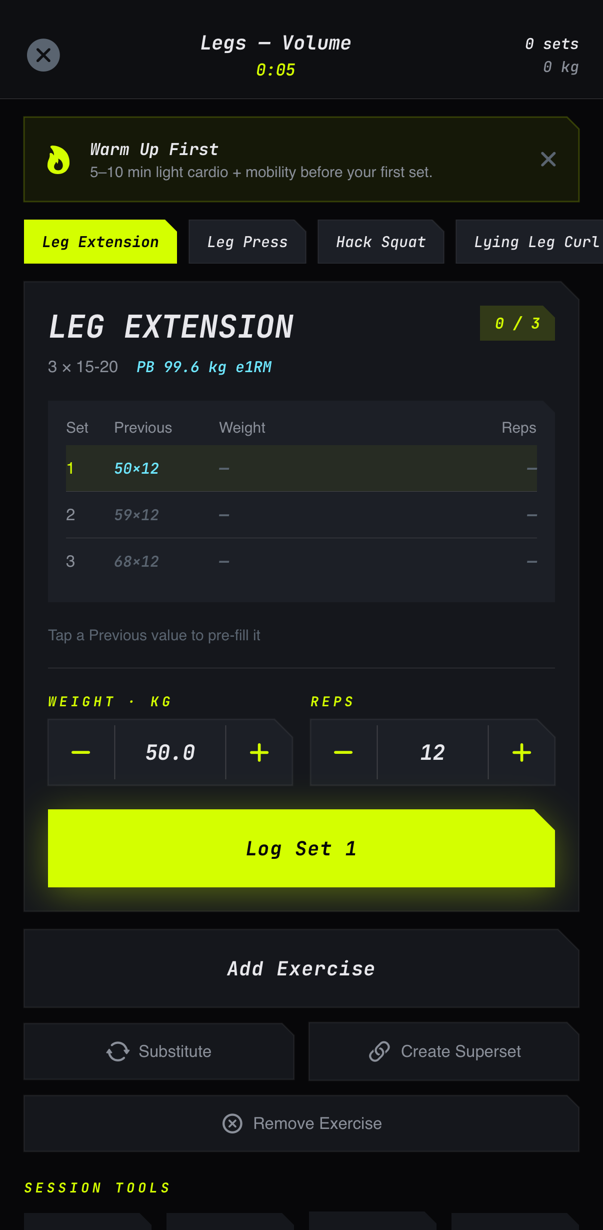 Workout logging