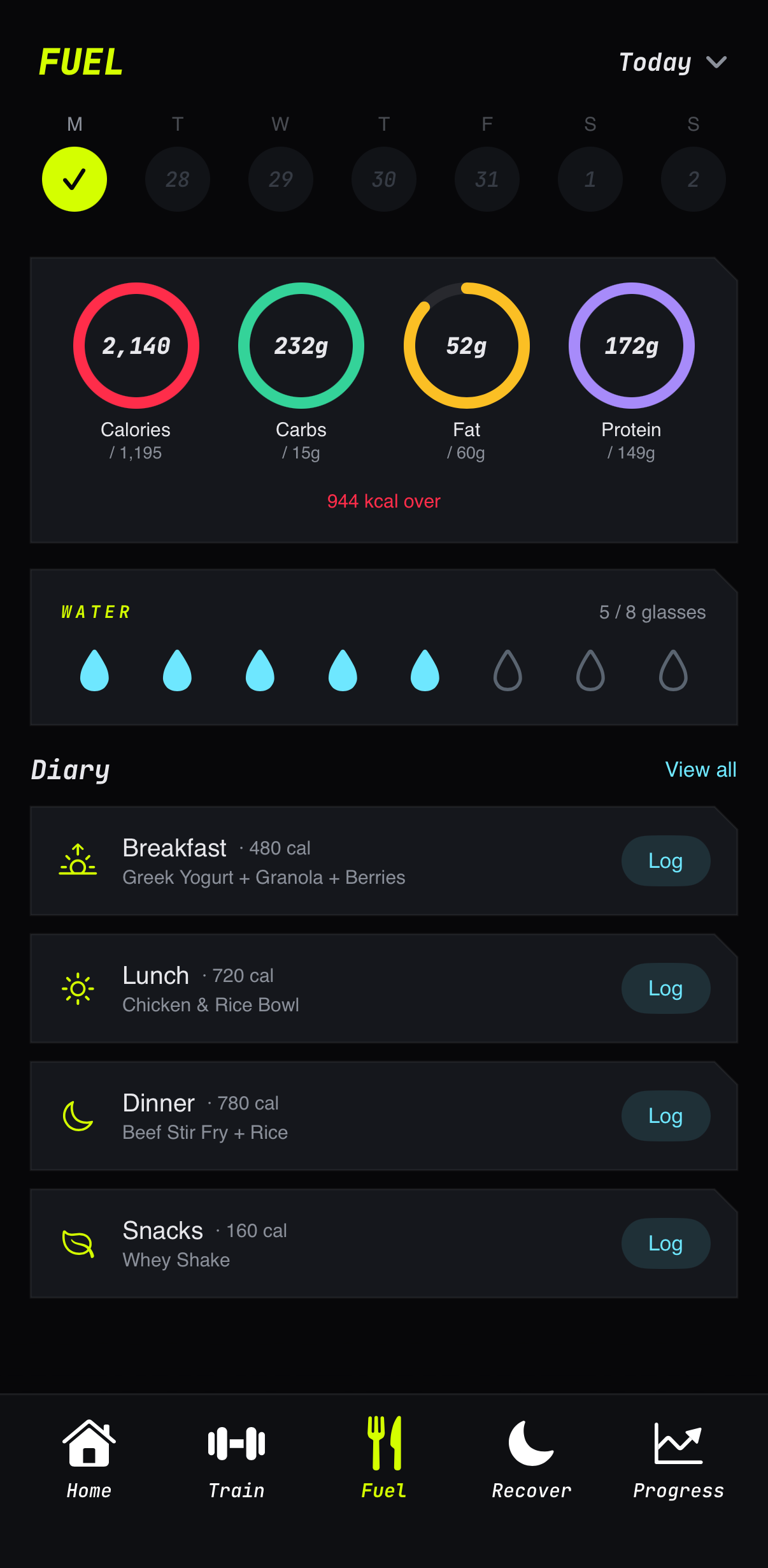 Ventra Fuel screen